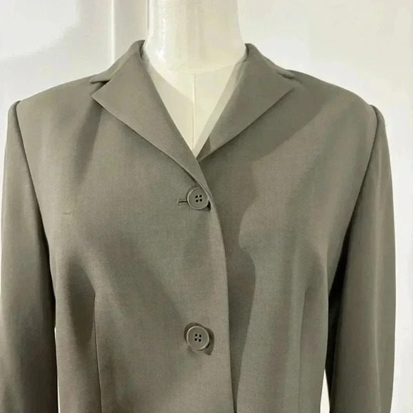 Ann Taylor Loft Stretch Women’s Wool Blend Blazer Jacket Green Gray Lined Career - Picture 3 of 13